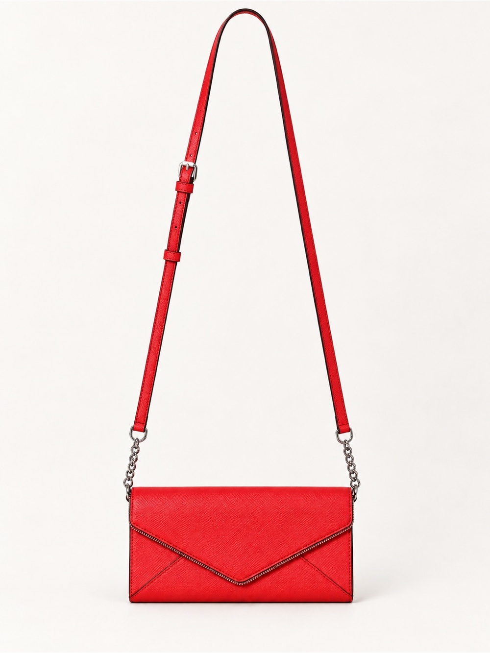 Rebecca Minkoff Red Envelope Crossbody Wallet Bag Silver Hardware
